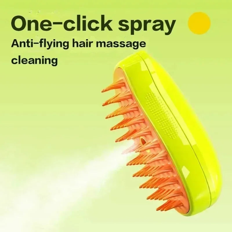 Escova a Vapor Massageadora 3 em 1 para Cães e Gatos