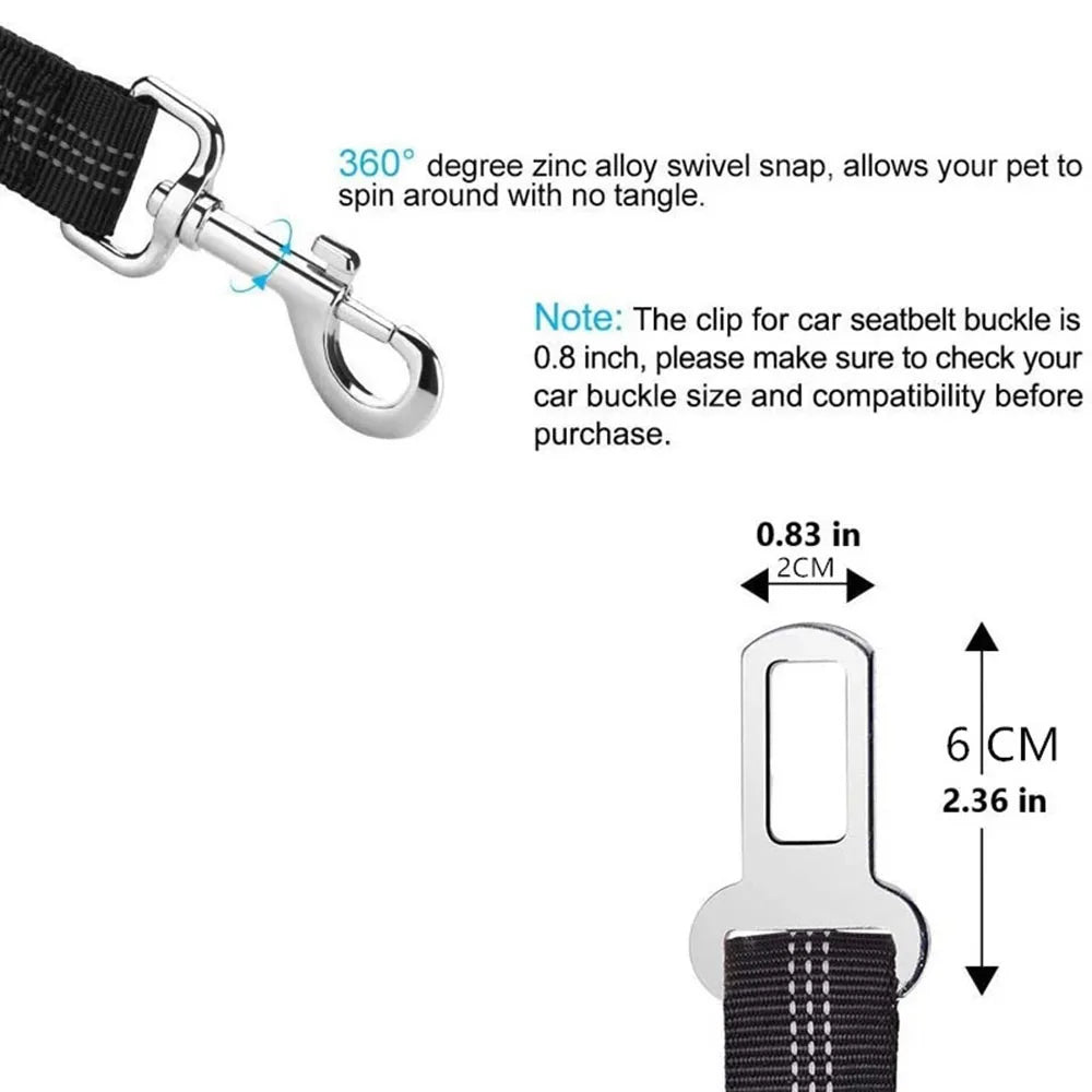 Cinto de Segurança Automotivo Elástico para Cães YOUSE - Ajustável, Refletivo e Anti-Impacto