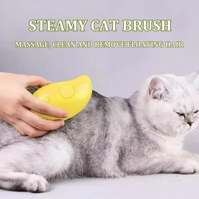 Escova a Vapor Massageadora 3 em 1 para Cães e Gatos